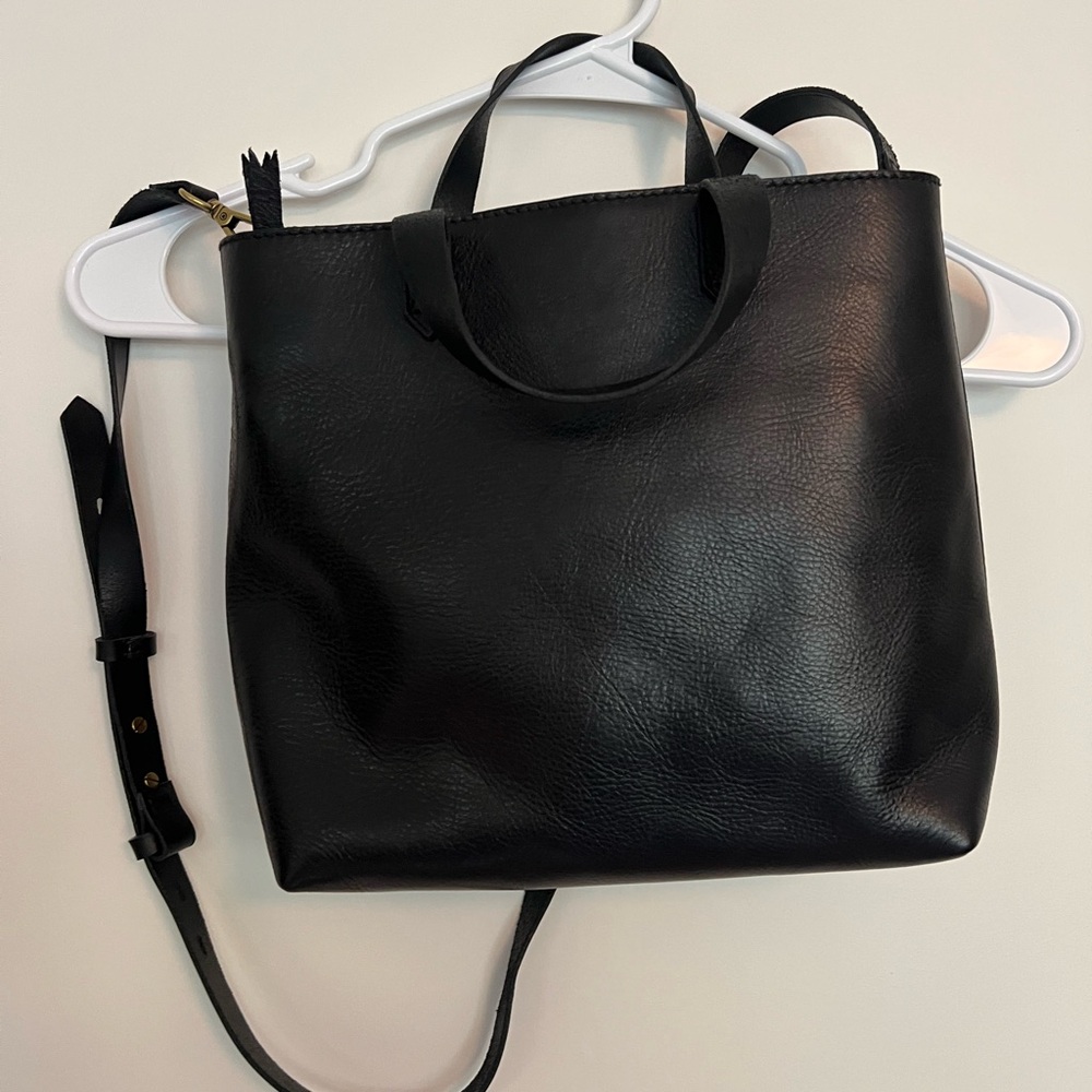 Madewell Black Leather Tote Bag